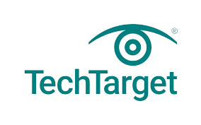 Logo of TechTarget featuring a stylized eye above the company name in teal font.